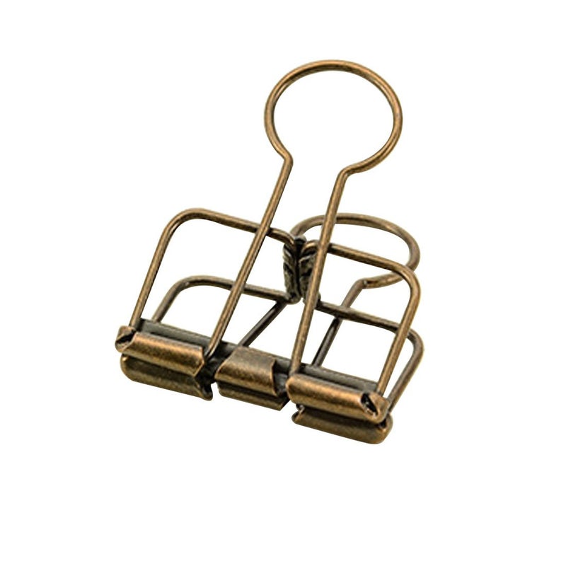 Lxnoap Color Hollow Out Paper Binder Clip Invoice Bill Clip Office Supplies Pack of 10 (M, Bronze) - Image 1